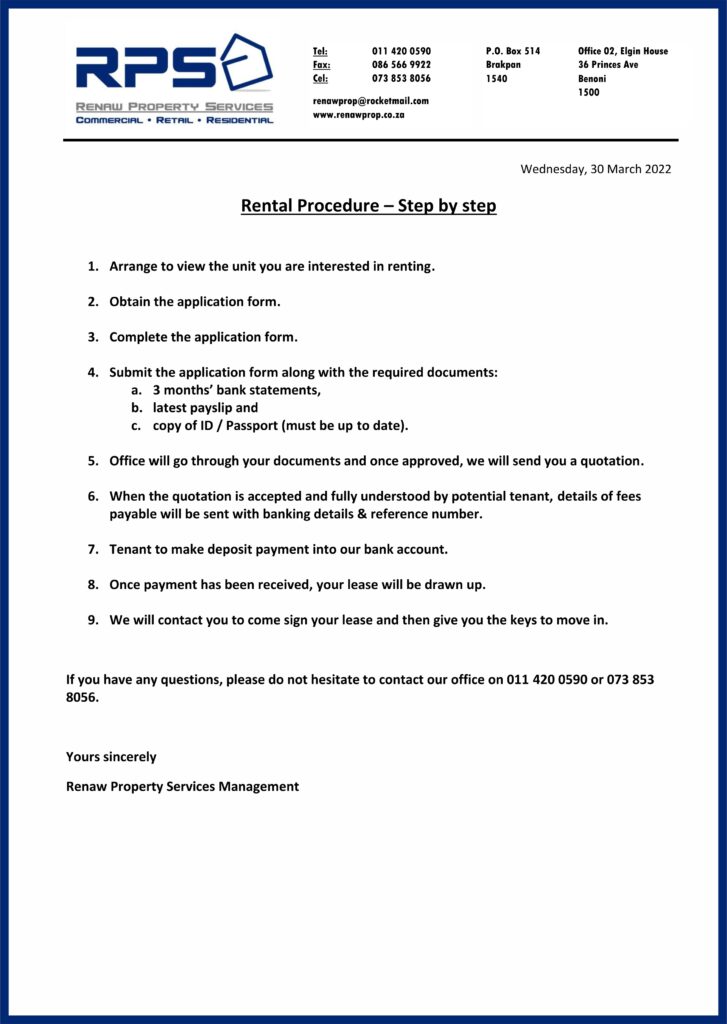 Rental Procedure